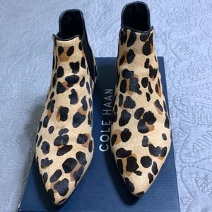 Cole Haan Hara Bootie, calf hair, Jaguar print, size 9.5B, cheetah